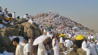Mekke, Suudi Arabistan, Eylül 2016, Arafat Dağı 'ndaki Müslümanlar (o.