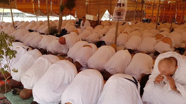 Mecca Saudi Arabia Setembro 2016 Muçulmanos Monte Arafat Jabal Rahmah — Fotografia de Stock