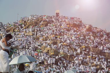 Mekke, Suudi Arabistan, Eylül 2016, Arafat Dağı 'ndaki Müslümanlar (o.