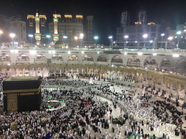 Mekke, Suudi Arabistan, Eylül 2016 - Umre veya Haram cami de hac Mekke gerçekleştirmek için toplanan dünyanın dört bir yanından gelen Müslüman Hacı.