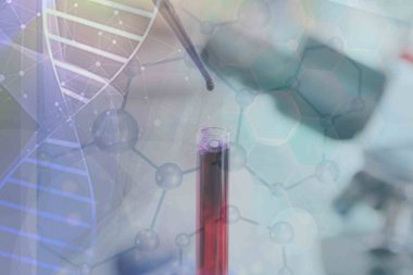 test ya da klinik laboratuvarında araştırma. Bilim, kimya, biyoloji, tıp ve insan kavramı.