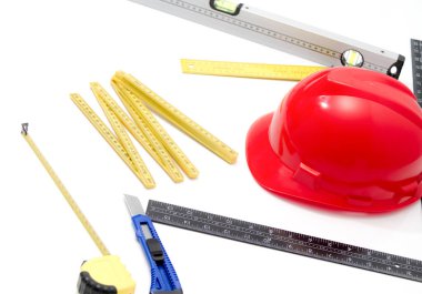 Kask ve inşaat çizimleri ve Binalar için Araçlar