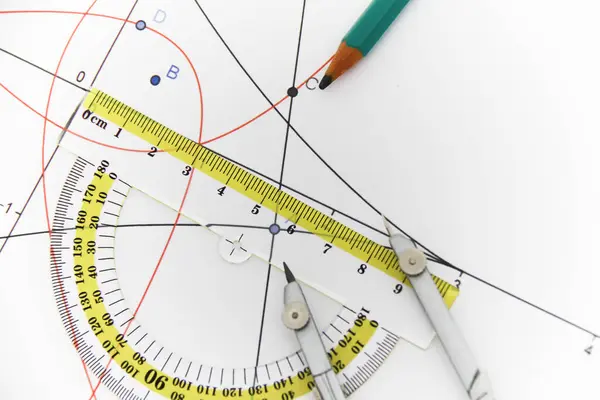 Drawing tools with compass - business concept — Stock Photo, Image