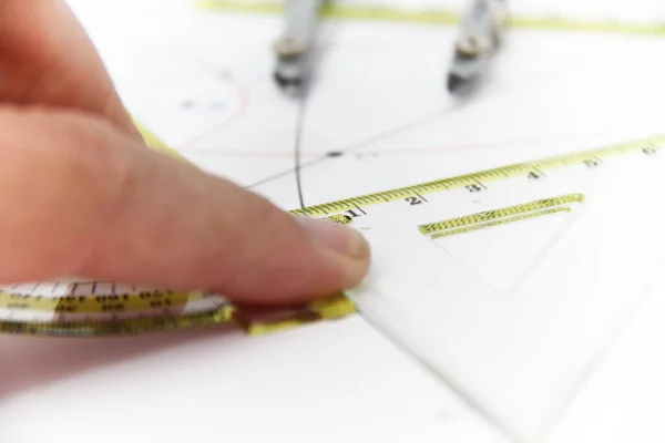 Drawing tools with compass - business concept — Stock Photo, Image