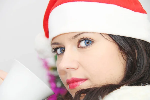 Beautiful and sexy woman wearing santa clause costume — Stock Photo, Image