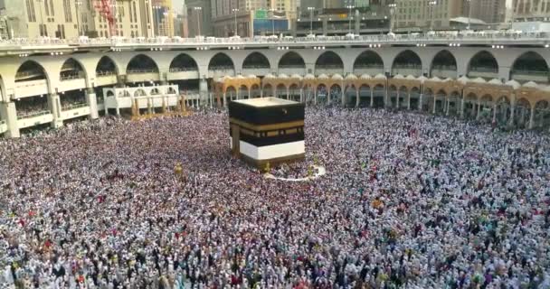 沙特阿拉伯的麦加，2016 年 9 月-来自世界各地的穆斯林朝圣者聚集在麦加履行副朝或在圣地清真寺朝觐. — 图库视频影像