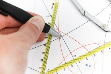 Pusula ile araçlar çizmek - iş kavramı