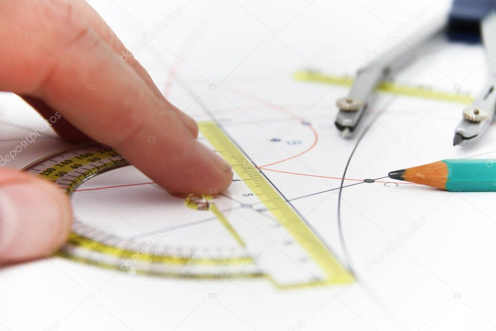 Drawing tools with compass - business concept