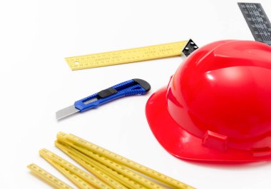 Kask ve inşaat çizimleri ve Binalar için Araçlar