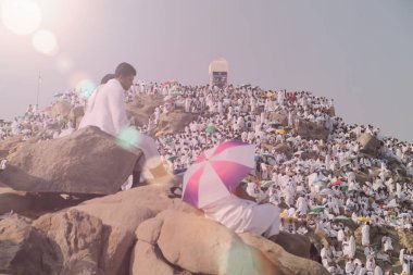 Mekke, Suudi Arabistan, Eylül 2016, Arafat Dağı 'ndaki Müslümanlar (o.