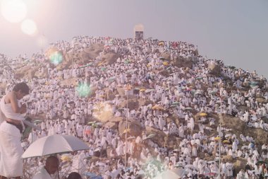 Mekke, Suudi Arabistan, Eylül 2016, Arafat Dağı 'ndaki Müslümanlar (o.