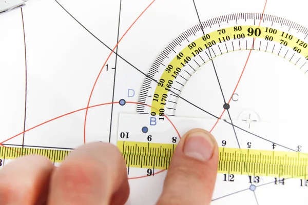 Herramientas de dibujo con brújula - concepto de negocio — Foto de Stock