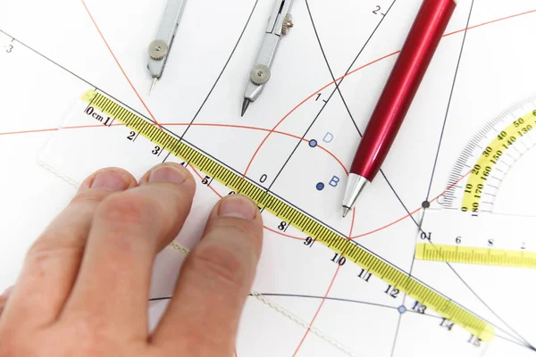 Herramientas de dibujo con brújula - concepto de negocio — Foto de Stock