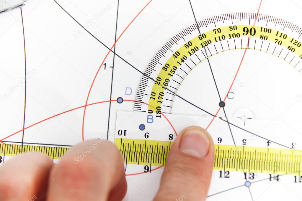 Drawing tools with compass - business concept