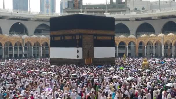 Mekka, Saúdská Arábie, v září 2016 - muslimských poutníků z celého světa se sešly Umrah anebo Hajj na mešity v Mekce. — Stock video