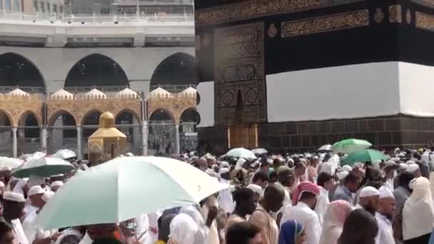 Mekka, Saudiarabien, September 2016 - muslimska pilgrimer från hela världen samlades för att utföra Umrah eller Hajj i Haram-moskén i Mekka. — Stockvideo