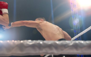 Maç sırasında profesyonel boksör dövüşü