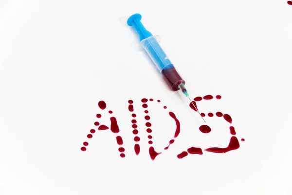 Spuit van rood bloedtesten voor onderzoek Hiv Aids Concept idee — Stockfoto