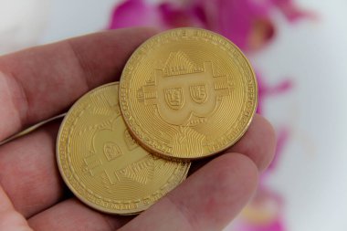 Bitcoin, Dijital Kripto Para - Bitcoin sembollü altın para