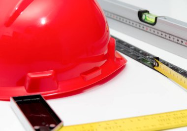 Kask ve inşaat çizimleri ve Binalar için Araçlar