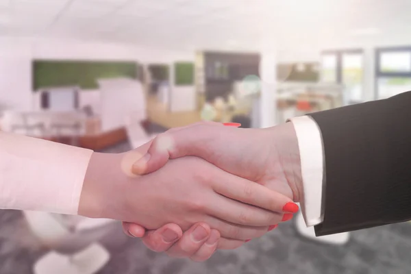 Negocio y concepto de oficina - hombre de negocios estrechando las manos cada oth — Foto de Stock