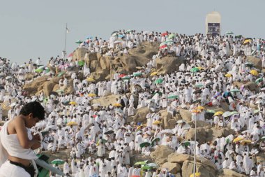 Mekke, Suudi Arabistan, Eylül 2016 - Umre veya Haram cami de hac Mekke gerçekleştirmek için toplanan dünyanın dört bir yanından gelen Müslüman Hacı.