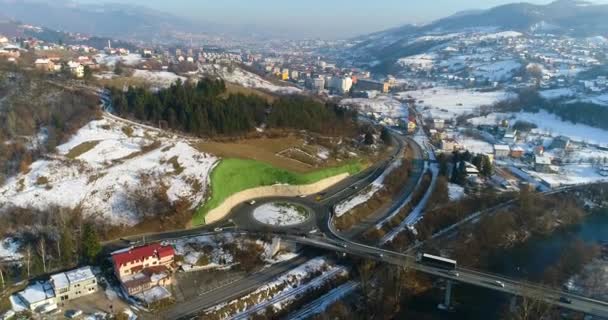 Autostrada Innevata Attenzione Selettiva — Video Stock