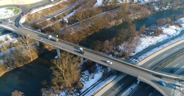 Autostrada Innevata Attenzione Selettiva — Video Stock