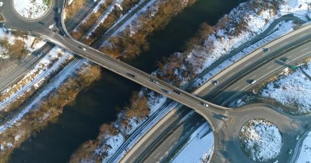 Autostrada Innevata Attenzione Selettiva — Video Stock