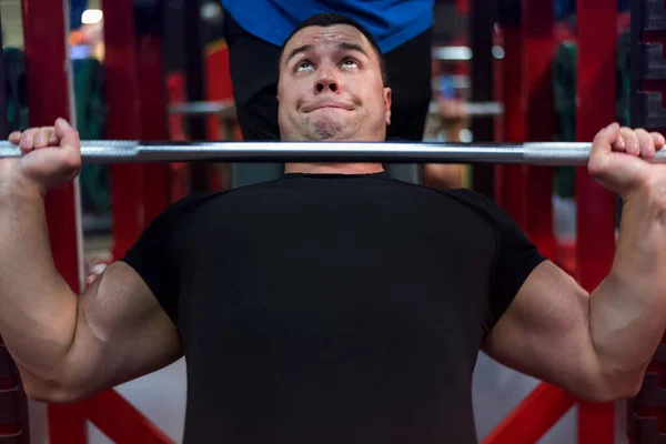 Motivação Musculação Dois Fisiculturistas Treinam Juntos Ginásio Musculação Hardcore — Fotografia de Stock