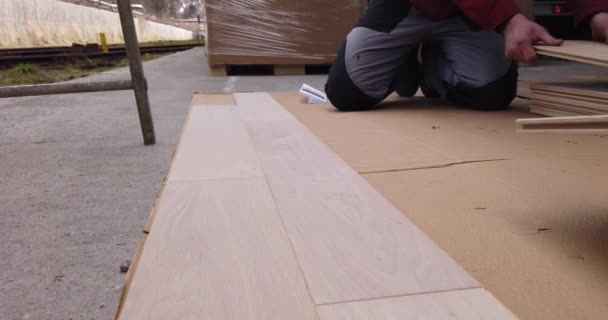 Ligne Production Usine Plancher Bois Contexte Industriel — Video