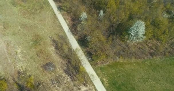 Szenische Luftaufnahme Der Erde Mit Bauernhof Landschaft Wald Straße Ländliche — Stockvideo