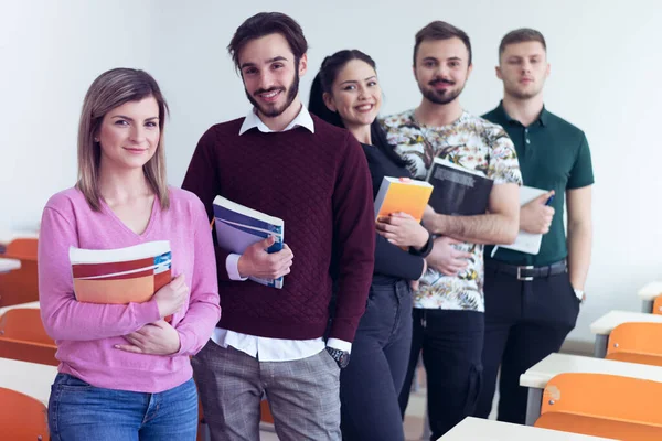 Lifestyle Education People Concept Group Young Multiethnic University Students Standing — Stock Photo, Image