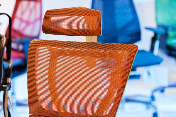 type of work chairs in the exhibition hall, note shallow depth of field