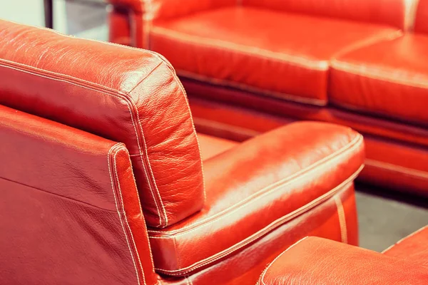 Part Armchairs Exposed Furniture Fair Note Shallow Depth Field — Stock Photo, Image