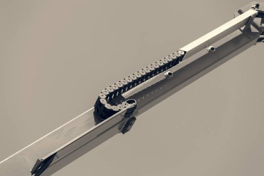 Ayrıntılar vinç inşaat mavi arka planı, not alan sığ derinliği