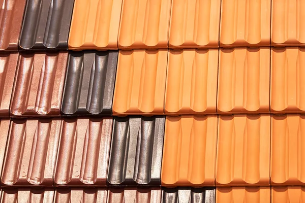 Tipos Telhas Vermelhas Para Telhado Para Cobrir Casa Note Profundidade — Fotografia de Stock