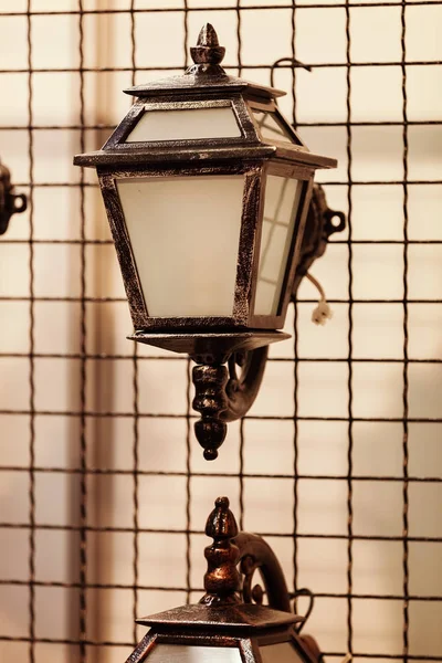 Decorative Antique Lantern Made Wrought Iron Note Shallow Depth Field — Stock Photo, Image