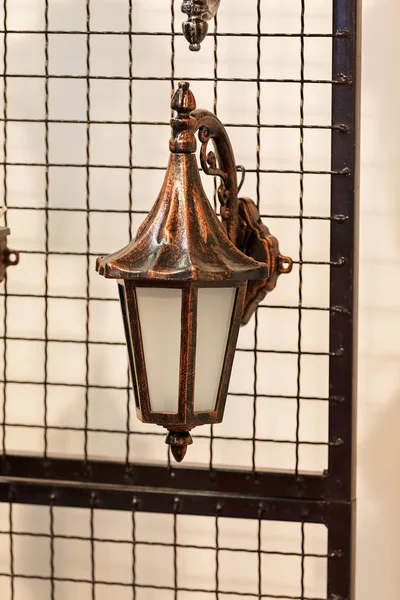 Decorative Antique Lantern Made Wrought Iron Note Shallow Depth Field — Stock Photo, Image