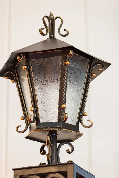 Decorative Antique Lantern Made Wrought Iron Note Shallow Depth Field — Stock Photo, Image