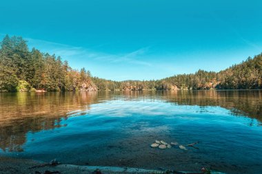 Beautiful blue lake at Parksville, British Columbia clipart