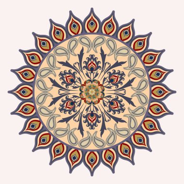 Dekoratif çiçek süsleme Doğu tarzı. Mandala.