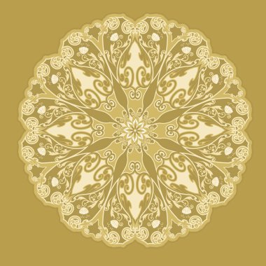 Dekoratif çiçek süsleme Doğu tarzı. Altın mandala.