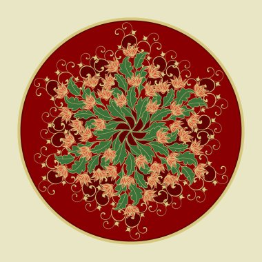 Dekoratif çiçek süsleme Doğu tarzı. Mandala.