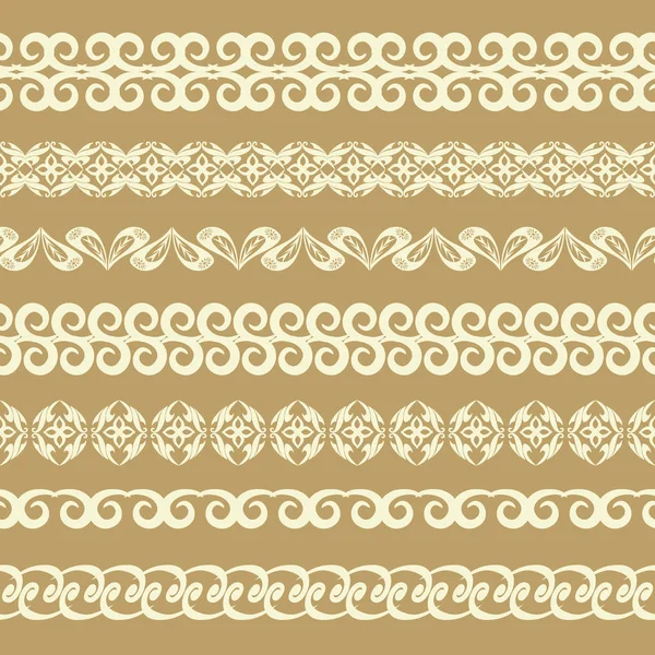 Set of seamless vintage borders. — Stock Vector