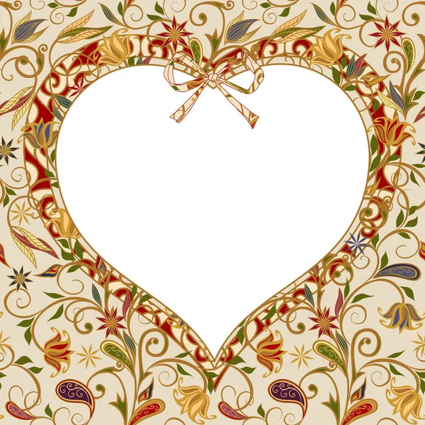 Un fondo de corazón con patrón floral . — Archivo Imágenes Vectoriales