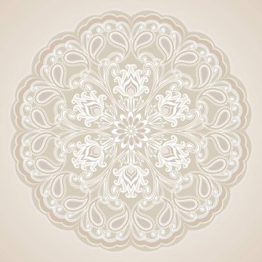 Dekoratif çiçek süsleme Doğu tarzı. Gümüş mandala.