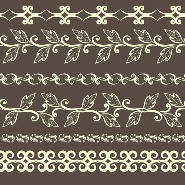 Set of seamless vintage borders. — Stock Vector