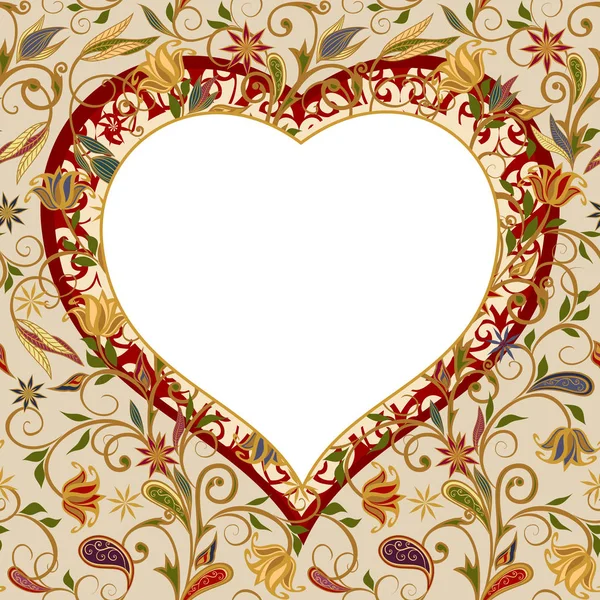 Un fondo de corazón con patrón floral . — Vector de stock
