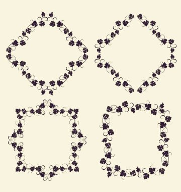 Üzüm vintage tarzı çerçevelerle kümesi.